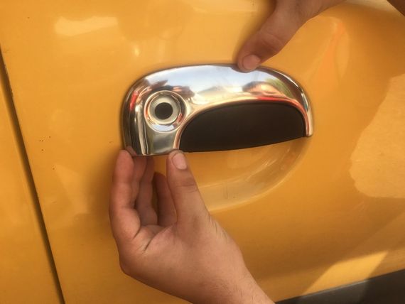 Накладки на ручки (нерж.) Дві передніх -2024 дві зсувних для Renault Kangoo 1998-2008 рр | Зображення 1