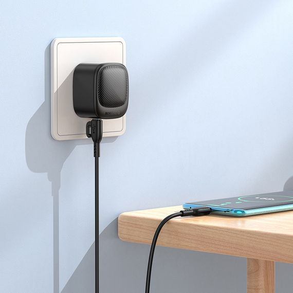 МЗП Borofone BAS22A Fortune PD20W+QC3.0 (1USB-A/1C) + кабель Type-C to Type-C Black | Зображення 2