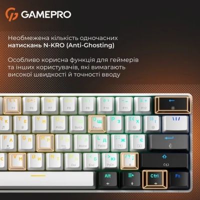 Клавиатура GamePro Genesis Infinity MK130BW Outemu Swithes USB White (MK130BW) | Зображення 5