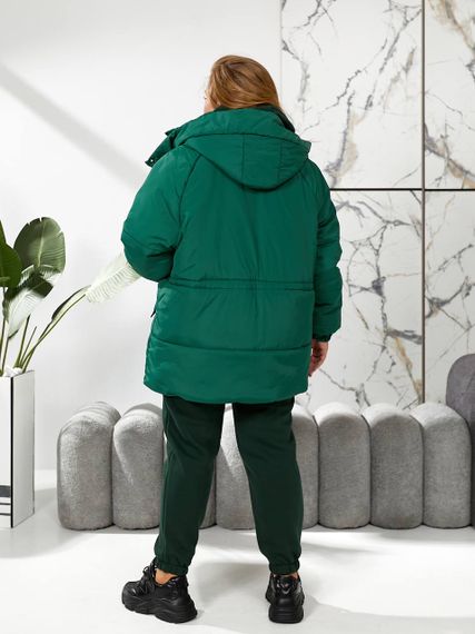 Женская теплая зимняя куртка на кулиске с капюшоном NB24035 цвет зеленый, размер 50/52 | Зображення 6