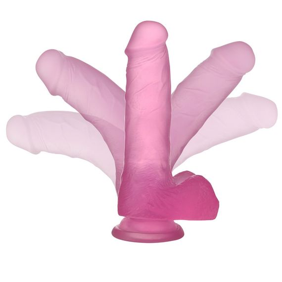 Фалоімітатор з мошонкою - Jelly Studs Crystal Dildo Medium 7" Pink sexstyle | Зображення 7