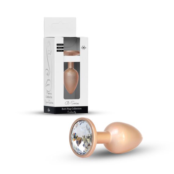Анальна металева пробка Plug-Jewellery  Pearl Gold PLUG- Clear M Sex Aura
