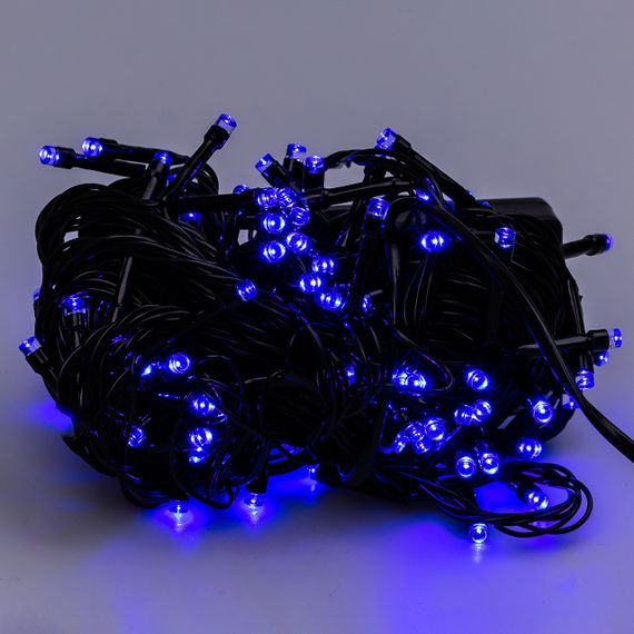 Гірлянда нитка 10м на 200 LED лампочок світлодіодна чорний провід 8 режимів роботи Синій M200LEDBL | Зображення 6