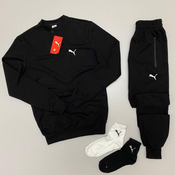 Костюм Puma світшот  штани чорний + 2 пари шкарпеток у подарунок