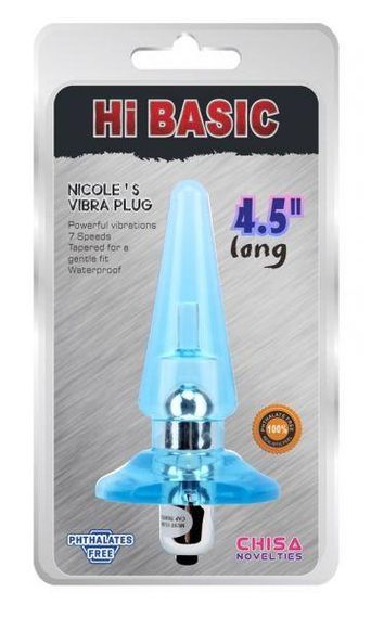 Анальний плаг з вібрацією Chisa Novelties NICOLES Vibra Plug 4.5, блакитний | Зображення 1