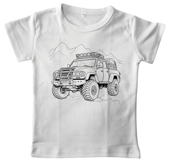 Дитячий набір для творчості футболка розмальовка Автомобіль позашляховик біла (ДФ0013) 146 | Зображення 4