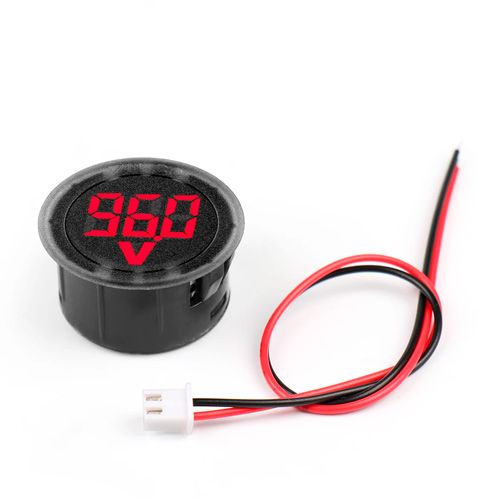 Цифровой вольтметр DC 4-100В LED круглый, автомобильный, красный | Зображення 1
