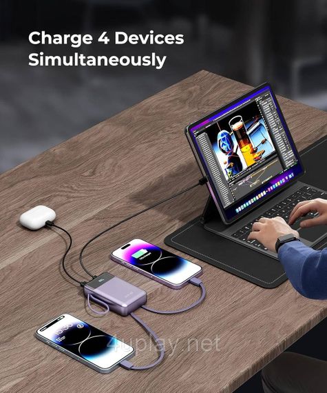 Повербанк JOYFAR Power Bank 30000mAh 65W со встроенными кабелями | Зображення 5