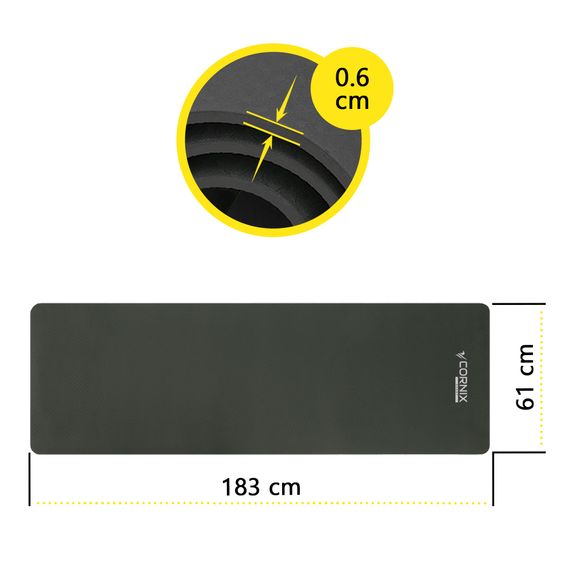Килимок спортивний Cornix TPE 183 x 61 x 0.6 см для йоги та фітнесу XR-0350 Black | Зображення 4
