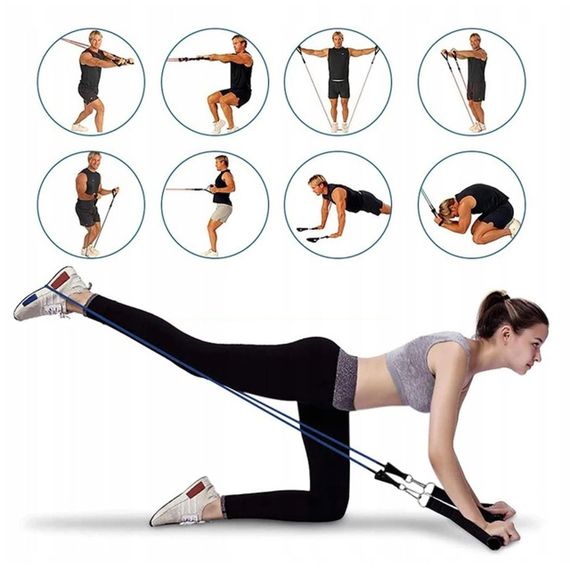 Набір трубчастих еспандерів для фітнесу та вправ 5 шт / Комплект гумових джгутів для спорту / Еспандери | Зображення 1