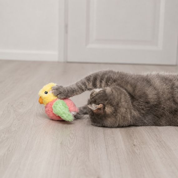 Іграшка Trixie для котів Пташка жовтий/оранжевий/світло-зелений 10 см | Зображення 4