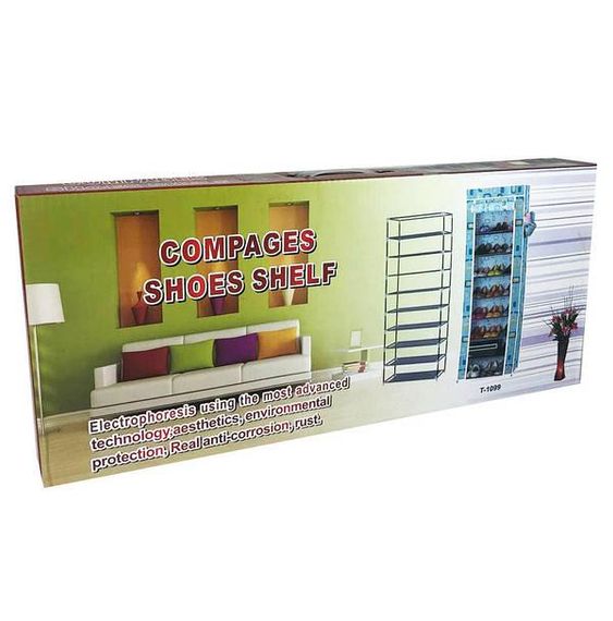 Складна тканинна шафа для взуття на 9 полиць T-1099 Коричневий