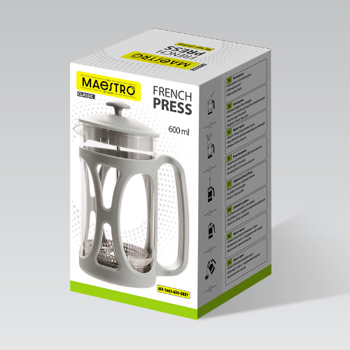 Френч-прес 1000мл скло сірий MR-1663-1000-GREY Maestro | Зображення 2