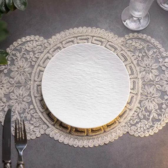 Тарілка сервірувальна порцелянова 25 см біла HP-7-723 | Зображення 1