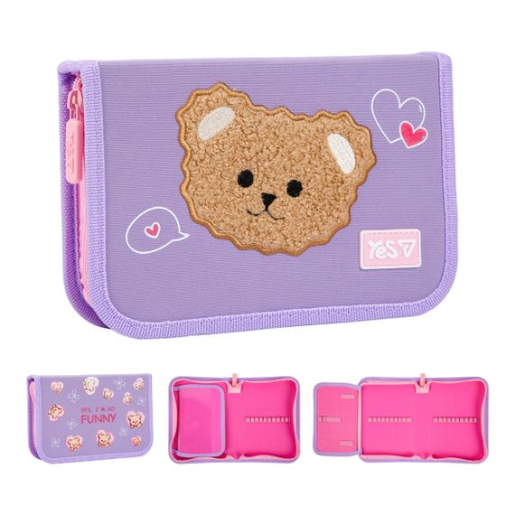 Пенал твердий одинарний із клапаном YES HP-03 Bear Rules 533728 3х13х21 см