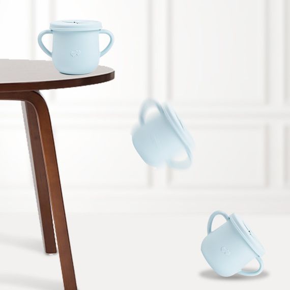 Дитячій поїльник непроливайка та снек стакинчик 2 в 1 силіконовий Біло-сірий | Зображення 5