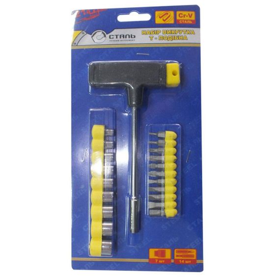 Сталь 49045 Отвертка Т-образная с комплектом насадок 21 в 1 | Зображення 1