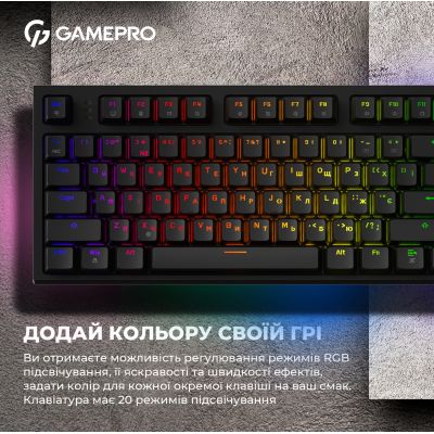 Клавиатура GamePro MK180B Hot-Swap Red Swich RGB USB UA Black (MK180B) | Зображення 4