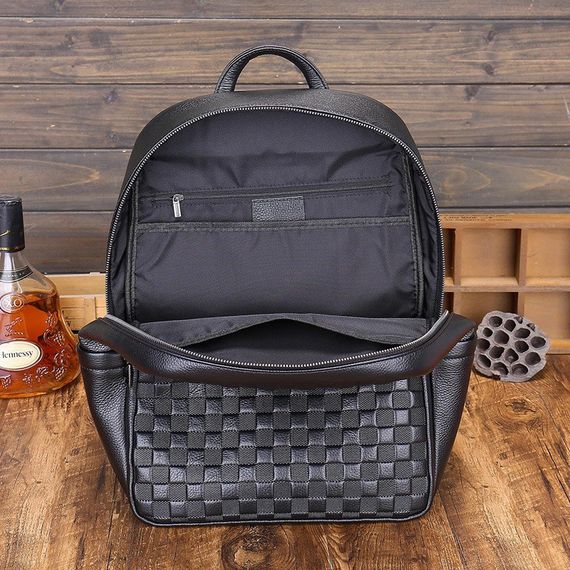 Рюкзак чоловічий шкіряний. Чорний міський рюкзак для ноутбука та документів Tiding Bag 63989 | Зображення 4