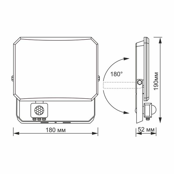 Світлодіодний прожектор VIDEX F3 50W 5000K з датчиком руху 220V Black (VLE-F3-0505B-S) | Зображення 5