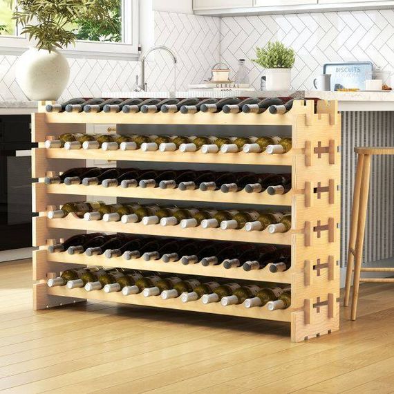 Стелаж винний Costway Modular Wine дерев'яний на 72 пляшки | Зображення 1