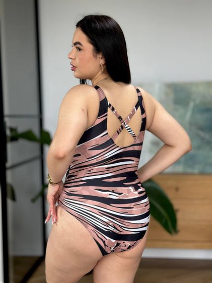 Суцільний коричневий купальник PLUS SIZE | Зображення 6