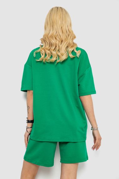 Женский летний костюм оверсайз шорты и футболка зеленый размер L/XL 241R5004 | Зображення 3