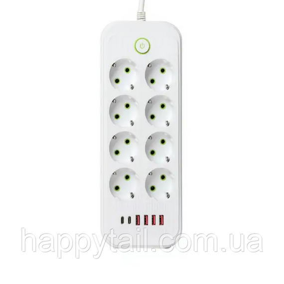 Мережевий фільтр-подовжувач 8 розеток 4xUSB-A 2xUSB-C 5м білий  HP-5-55