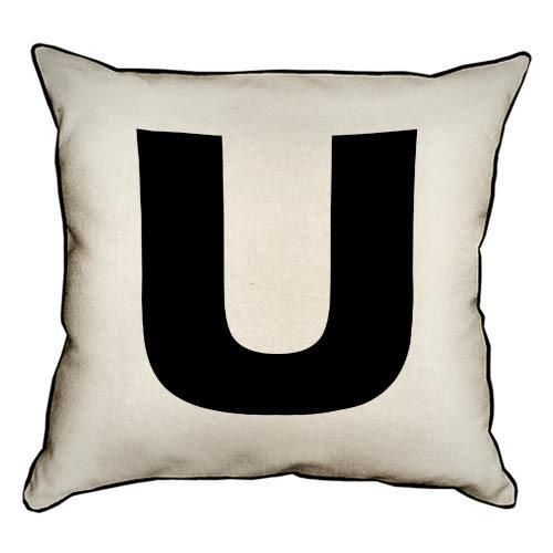 Подушка с мешковины Английская буква U 45x45 см (45PHB_ABC042_WH)