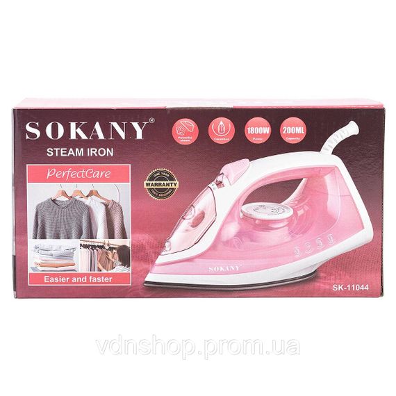 Праска парова ручна для одягу 1800 Вт з металокерамічною підошвою Рожева Sokany SK-11044 | Зображення 7