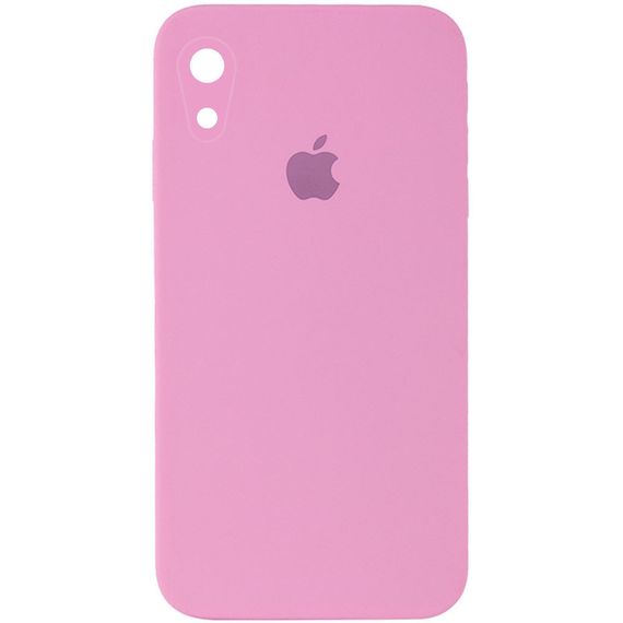 Чехол Silicone Case Square Full Camera Protective (AA) для Apple iPhone XR (6.1") Рожевий/Light pink