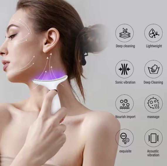 7в1 LED Масажер для шиї та обличчя з підігрівом NeckLift Pro — Антивіковий ліфтинг + 7 кольорів світлотерапії | Зображення 4