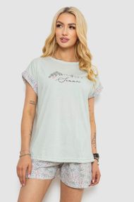 Пижама женская с принтом  -уценка, цвет мятный, 243R2107-U-5