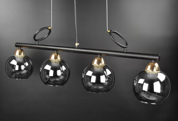 Люстра підвісна на 4 лампочки 26555 Чорний 40-150х15х92 см. | Зображення 1