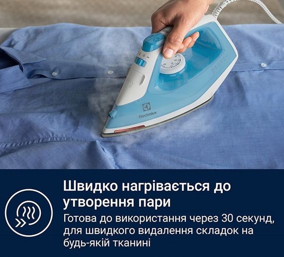 Праска Electrolux , 2300Вт, 250мл, паровий удар 110гр, керам. підошва, синьо-білий (E5SI2-4CB) | Зображення 4