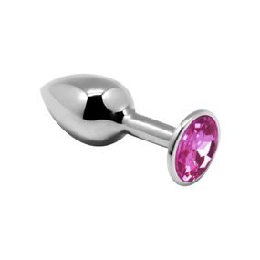 Анальная металлическая пробка с кристаллом Alive Mini Metal Butt Plug Red L, Розовый, M