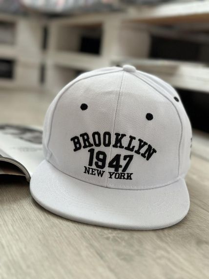 Кепка снепбек (Snapback)  Brooklyn 1947 NY Білий 56-61р (9021) | Зображення 1