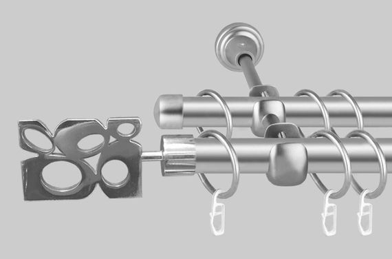 Карниз для штор дворядний металевий 19 мм, Бисетте Сатин 320 див. (стик 2-х труб)