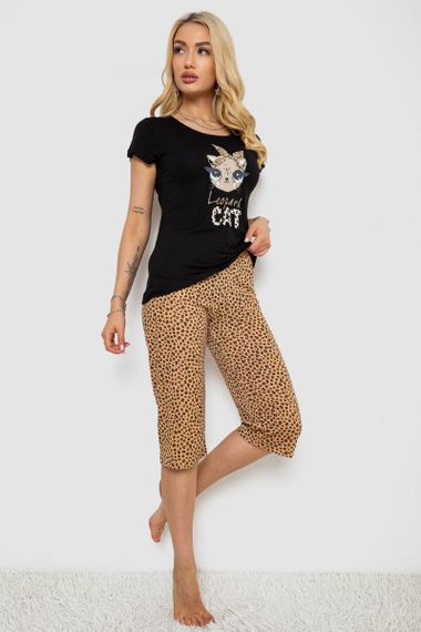 Піжама жіноча з принтом, колір чорний, 243R7122 | Зображення 2