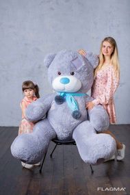 Мишка с латками плюшевый Yarokuz Дональд 2 метра Серый
