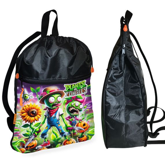 Рюкзак-мешок для обуви,спортивной формы Растения Против Зомби детская сумка для сменки с расширителем (01374)