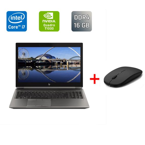 Мобильная рабочая станция Б-класс HP zBook 15 G6 / 15.6" (1920x1080) IPS / Intel Core i7-9850H (6 (12) ядер по 2.6 - 4.6 GHz) / 16 GB DDR4 / 256 GB SSD / nVidia Quadro T1000, 4 GB GDDR5, 128-bit / Fingerprint / WebCam / HDMI б/у + Подарок Мышь / USB