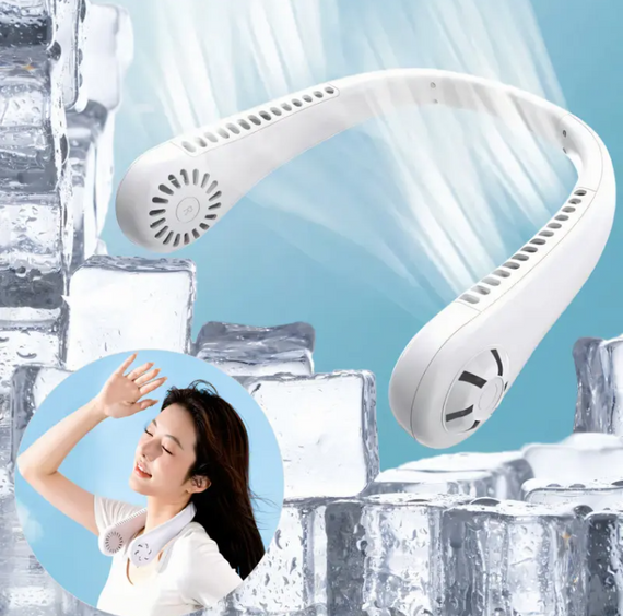 Портативний безлопатевий мінівентилятор на шию MM04 Акумуляторний вентилятор 3 режимів охолодження Білий   знижка | Зображення 3
