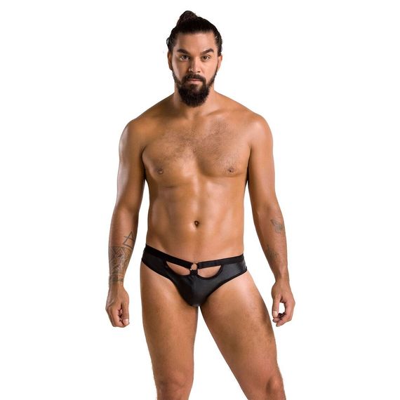 Чоловічі сліпи з вирізами Passion 041 SLIP JOE S/M, Black екошкіра, відкриті сідниці | Зображення 2