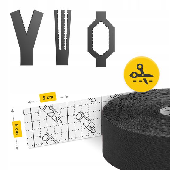 Стрічка кінезіологічна (кінезіо тейп) 4FIZJO 5 см x 31 м Black (P-5905973405522) | Зображення 2