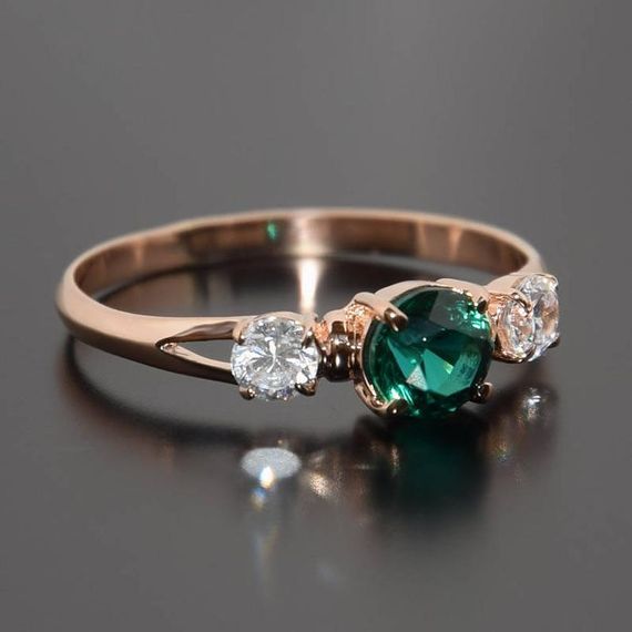 Кольцо из красного золота с фианитами 21.5 | Зображення 4