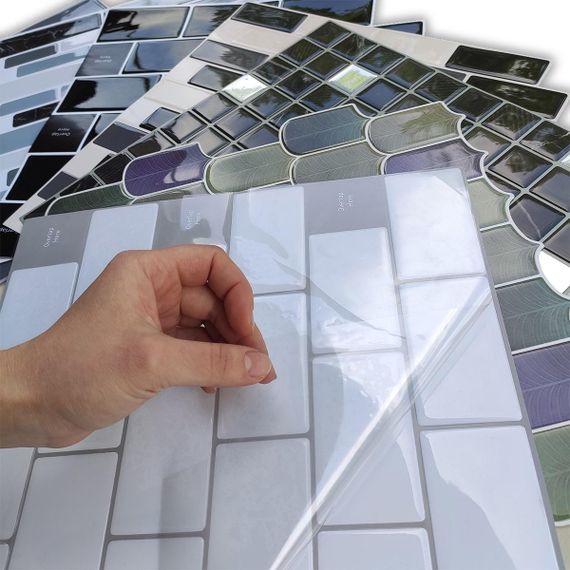 Самоклеюча поліуретанова плитка чорна сіра молочна цегла 305х305х1мм  (D) SW-00001329 | Зображення 5