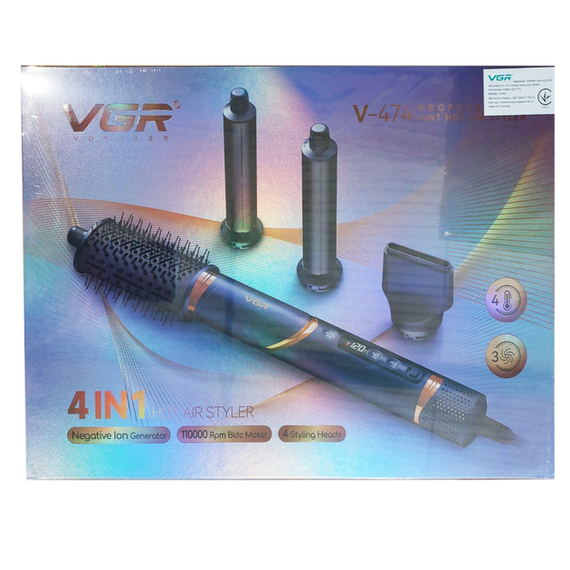 Фен стайлер VGR V 474 4 в 1 фен для волосся 4 насадки 1400 Вт швидке сушіння укладання об'єм випрямлення завивка | Зображення 3