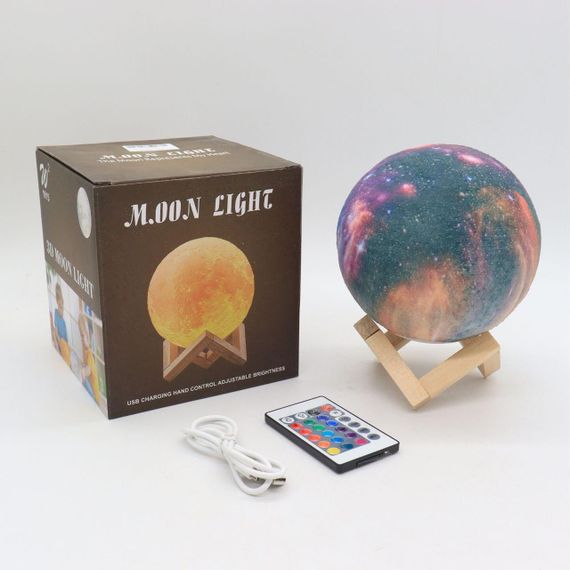 Настільний RGB світильник-нічник з USB та пультом, 3D Moon Night Light / Сенсорна лампа-нічник на акумуляторі | Зображення 9