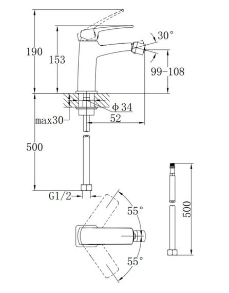 Змішувач для біде Qtap Tern, Chrome (k30) QTTER255CRM47589 | Зображення 1